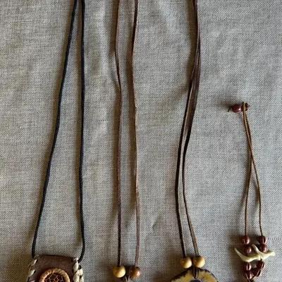 DeGrazia Hand, Paint It Resin Pendants (3) , And Small Suede Pouch Necklace