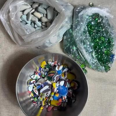 Rocks, And Flat Glass Marbles 