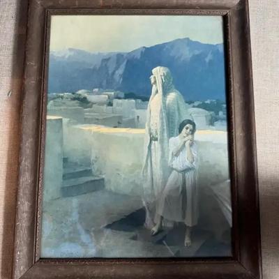 W.L. Taylor 1906 Framed Art, "I Will Lift Up Mine Eyes"