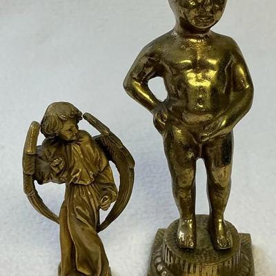 Brass Manneken Pis Figurine & Angel “MMA” Figurine (2pcs)