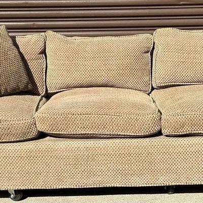 Brown Chenille Weave Three Seater Sofa, Vintage 1980s