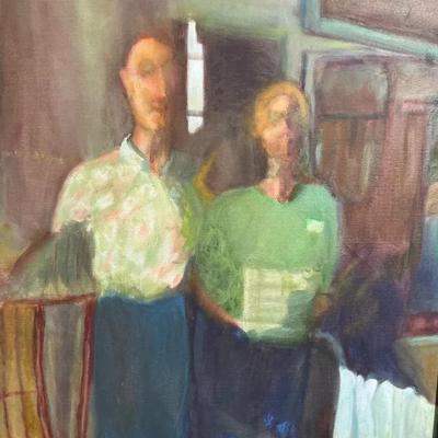Portrait Of A Couple By Chester Specht, Acrylic On Canvas