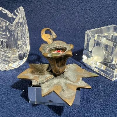 Crystal And Bronze Candle Holders With Vera Wang For Wedgwood, 3 Pcs