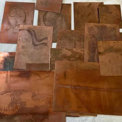 Vintage Copper Etching Plates, Various Images