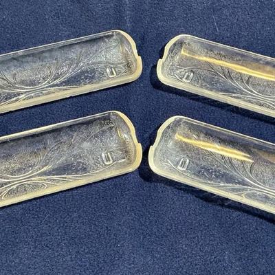 Indiana Glass Pebble Leaf Pattern Corn Holders (4pcs)