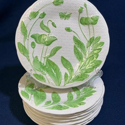 Gien Deauville Majolica Salad Plates, 8 Pcs, Vintage