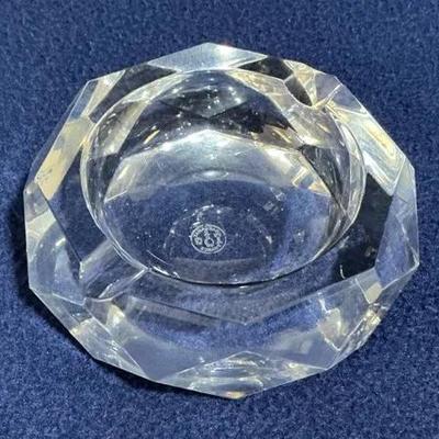 Baccarat Lead Crystal Diamond Cut Ashtray, Mid Century