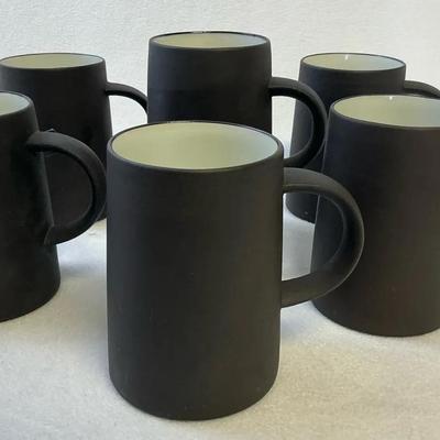 Dansk Flamestone Brown Mugs, Quistgaard, Vintage, 6 Pcs