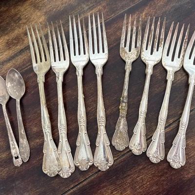 Vintage Silver-Plated Flatware Forks & Spoons
