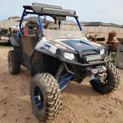 2012 Polaris RZR UTV Side By Side 2 Seater - Blue & White, Beard Seats, Needs Battery, RESERVE $5K