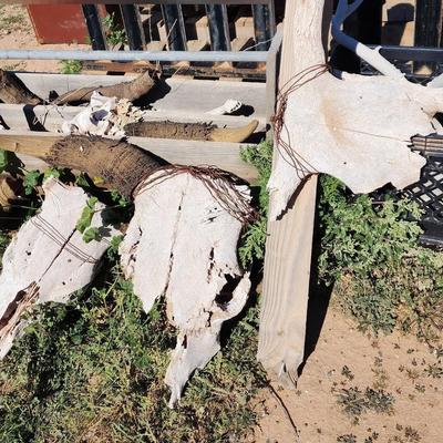 Decorative Western Skull & Horns Decor - Several Sizes, Long Wooden Basket w/ Metal Handle 