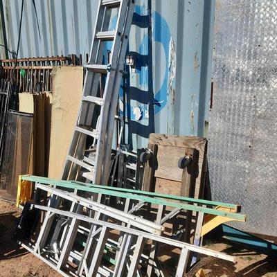 (7) Ladders! Step Stools, One Wooden Trolley, 5', 6', 8' & 9' Ladders