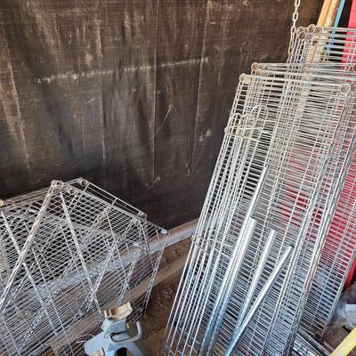 Metal Corner Shelving Unit With Wheels - 5 Corner Pieces, 8 Shelves (4) Each Side