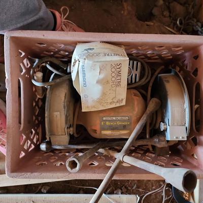 Central Machinery Bench Grinder, Tire Irons, Craftsman Power Tool Sander/Buffer