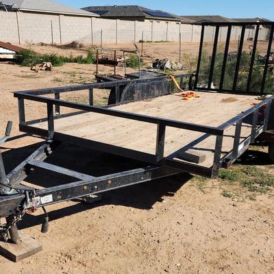15 Ft Trailer w/ Ramp Tailgate - Wood Deck, Double Axle, 4 Tires, Ready To Go, RESERVE $2.5K