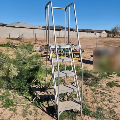 80" Tall Metal Stairs - 5 Steps With Hand Rails & Fall Guard At Top, Possible RV Use, Boat Cleaning.