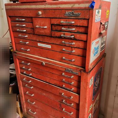 MAC Tools 2 Piece Rolling Tool Storage Units, Full Of Tools! Red, RESERVE $1.5K
