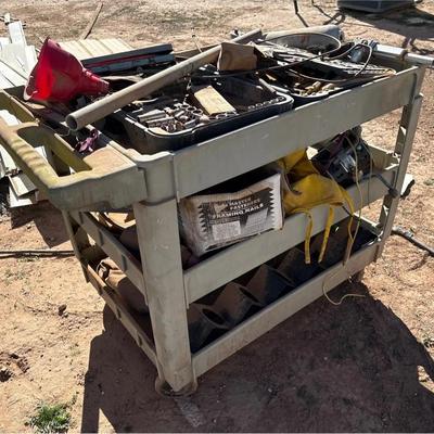 Shop / Garage Supplies - 3 Shelf Cart with Tools - Socket Set, Tap & Die Set