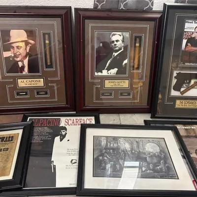 Framed Gangster Memorabilia - Scarface, Teflon Don, The Sopranos, Sundance Kid