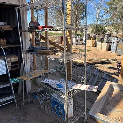 Metal Wire Shelving With 4 Shelves. Items Not Included