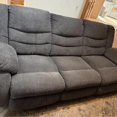 Reclining Sofa - NEW Tulen Reclining Sofa, Gray Cloth, Manual Recline Couch