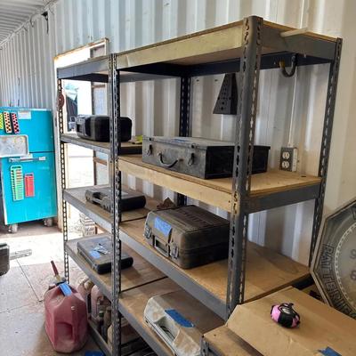 2 Garage Shelves - Metal Shelving With Plywood Shelves. *Items on Shelves Not Included*