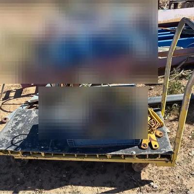 Rolling Shop Cart / Platform Truck w/ Handle - Yellow, Does not include stuff on top