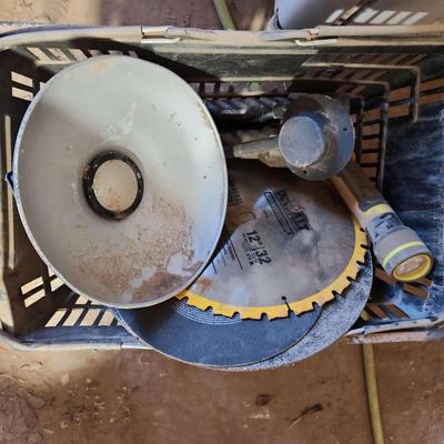 Basket Of Saw Blades & Lights - Flashlights, Outdoor Light, Saw Blades