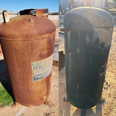 Air Compressor Tanks x2 - Campbell Hausfeld & Unknown Black- Approx 52" Tall X 24" Diameter 