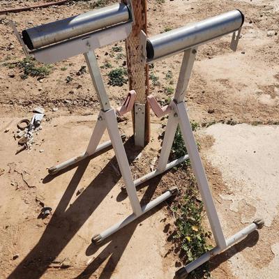 2 Adjustable Roller Stands - White, Tall with Wide Rollers