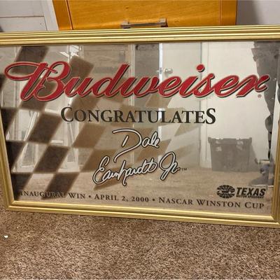 Budweiser Dale Earnhardt Jr Wall Mirror - Inaugural Win April 2000, NASCAR Winston Cup, Texas Motor 