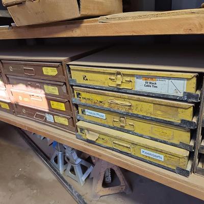 (5) Vintage Lawson Products Metal Storage Cabinets & Kar Products