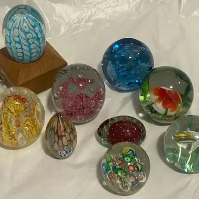 Hand Made Art Glass Weights w/Display Light
