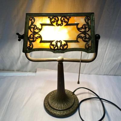 Vtg Slag Desk/Piano Lamp: Cast Bronze