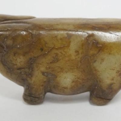 Sale Photo Thumbnail #79: 1079	CARVED STONE ASIAN PIG, APPROXIMATELY 3 IN X 1 IN X 2 1/2 IN H
