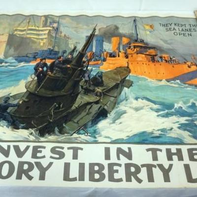 Sale Photo Thumbnail #32: 1032	ORIGINAL WWI POSTER, APPROXIMATELY 29 1/4 IN X 39 IN, WEAR ON EDGES
