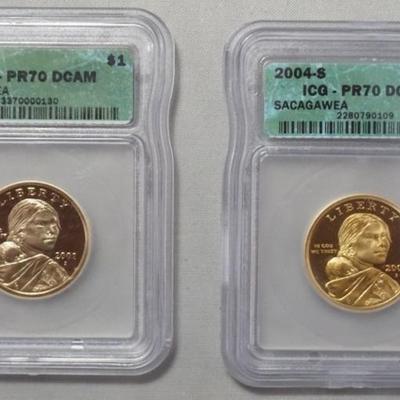 Sale Photo Thumbnail #146: 1146	2 SACAGAWEA DOLLAR COINS S MINT 2002 & 2004

