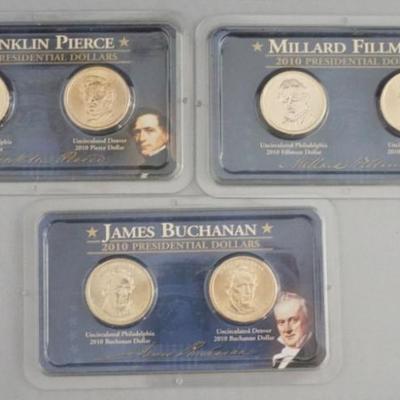 Sale Photo Thumbnail #142: 1142	3 SETS OF ONE DOLLAR US PHILADELPHIA AND DENVER UNCIRCULATED PRESIDENTIAL COINS 2010
