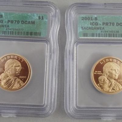 Sale Photo Thumbnail #144: 1144	2 SACAGAWEA DOLLAR COINS S MINT 2000 & 2001

