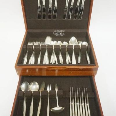 Sale Photo Thumbnail #4: 1004	STERLING SILVER FLATWARE SET, ALVIN STERLING, ART NOUVEAU PATTERN. 8 - 10 IN KNIVES, 8 - 6 1/2 IN KNIVES, 8 - 7 IN FORKS, 8 - 8 IN FORKS, 16 - 6 IN SPOONS, 5 - 8 1/2 IN SPOONS, 9 - 6 1/2 IN SPOONS, PLUS, 60.1 OZT, KNIVES NOT INCLUDED
