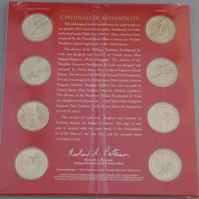 Sale Photo Thumbnail #160: 1160	2013 P & D PRESIDENTIAL COIN SET  8-DOLLARS UNCIRCULATED SEALED
