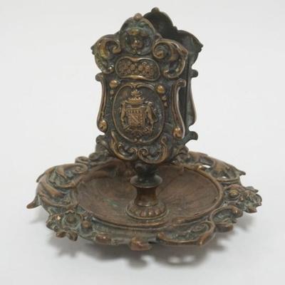 Sale Photo Thumbnail #8: 1008	ANTIQUE CAST BRASS MATCH HOLDER, APPROXIMATELY 5 1/2 IN H
