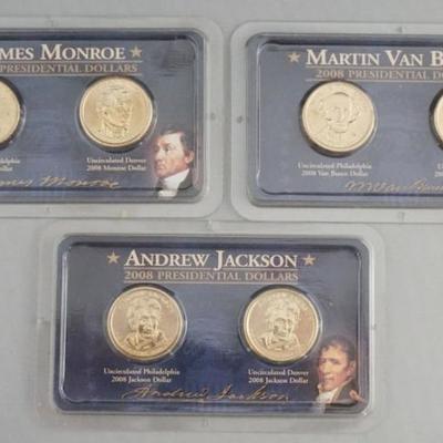 Sale Photo Thumbnail #140: 1140	3 SETS OF ONE DOLLAR US PHILADELPHIA AND DENVER UNCIRCULATED PRESIDENTIAL COINS 2008
