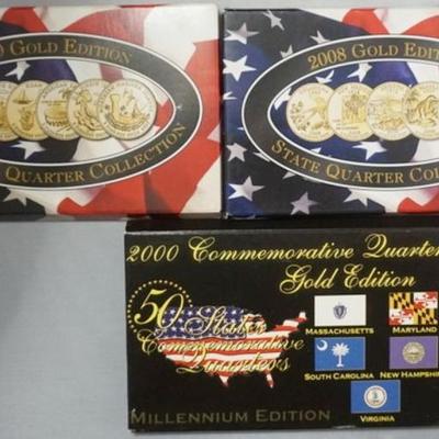 Sale Photo Thumbnail #163: 1163	3 SETS - GOLD EDITION & COMMEMORATIVE GOLD STATE QUARTER COLLECTION 2000, 2008, 2009
