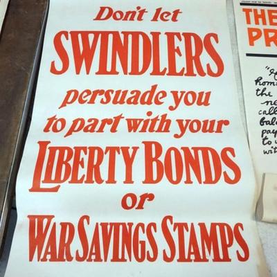 Sale Photo Thumbnail #23: 1023	ORIGINAL WWI POSTER, APPROXIMATELY 30 IN X 19 3/4 IN, WEAR ON EDGES
