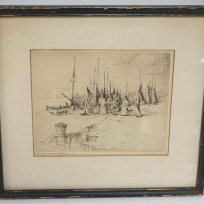 Sale Photo Thumbnail #34: 1034	HENRY JACKSON SIMPSON ARTIST SIGNED *LITTLE MARKET STONEHAVEN*, APPROXIMATELY 12 IN X 13 IN
