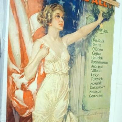 Sale Photo Thumbnail #33: 1033	ORIGINAL WWI POSTER, APPROXIMATELY 40 IN X 27 IN, WEAR ON EDGES
