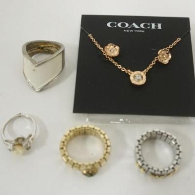 Sale Photo Thumbnail #133: 1133	COACH EARRING AND NECKLACE SET NEW AND MISC RINGS INCLUDING NOMINATION AND PAULINE RADER
