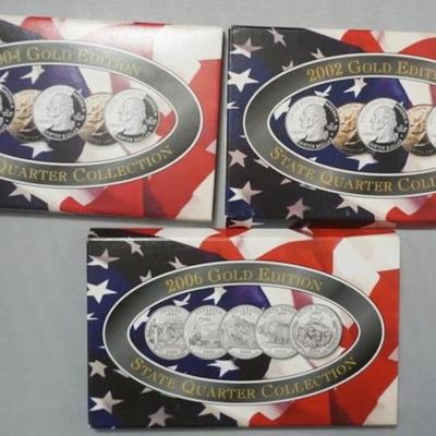 Sale Photo Thumbnail #161: 1161	3 SETS - GOLD EDITION STATE QUARTER COLLECTION 2002, 2004, 2006
