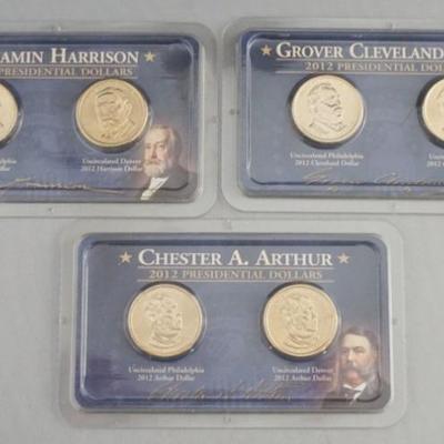 Sale Photo Thumbnail #141: 1141	3 SETS OF ONE DOLLAR US PHILADELPHIA AND DENVER UNCIRCULATED PRESIDENTIAL COINS 2012
